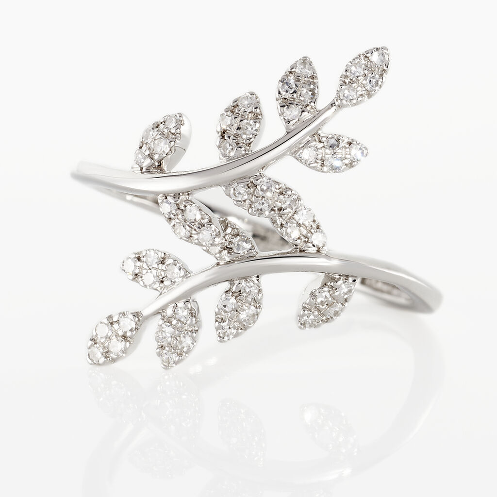 Bague Or Weiss Abbey Feuille Diamants - Spannringe Damen | OROVIVO