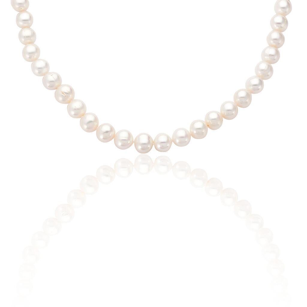 ALDEPHIA 2 Damen Collier Silber 925 Zuchtperle Perlmutt, Collier mit Stein