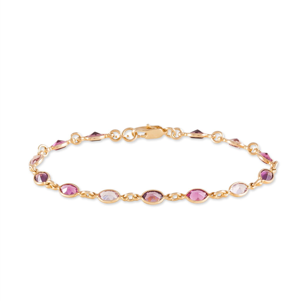 🦚 Damen Armband 18 Karat Vergoldet Multicolour Steine Rosa Ilvaae, Armband mit Stein