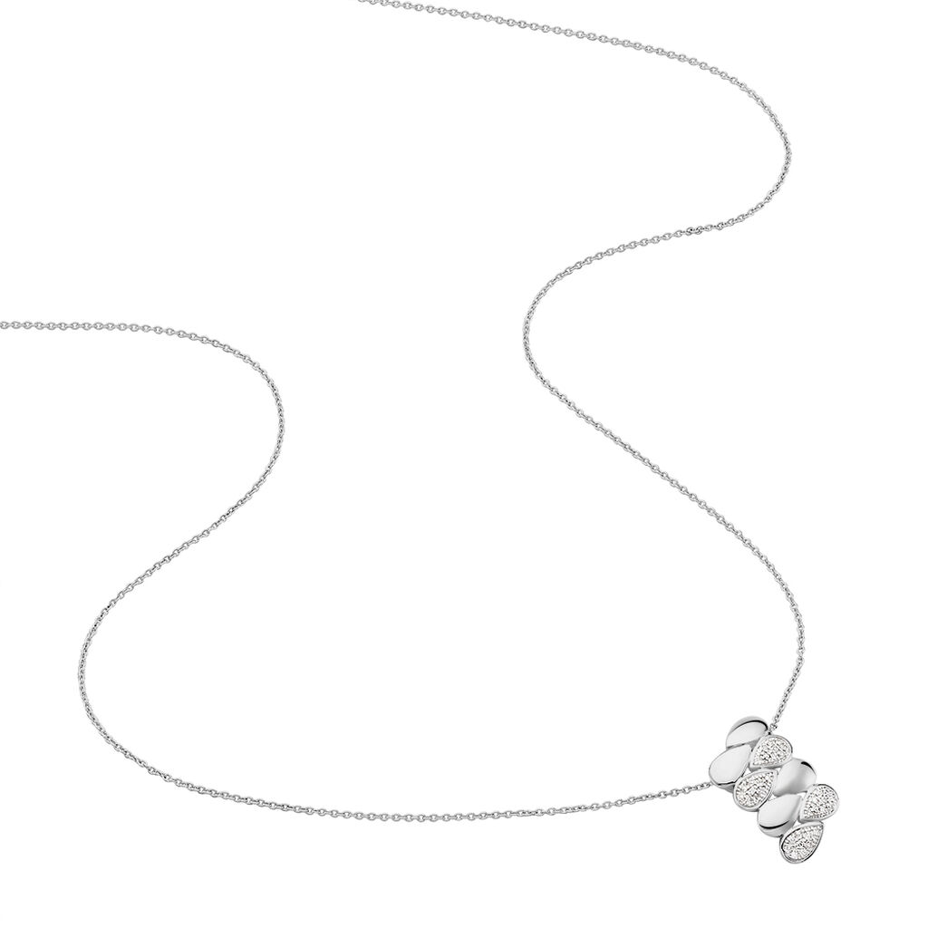 Damen Collier Weißgold 375 Diamant 0,08ct Blütenblatt Tropfen Burbu - Halsketten Damen | OROVIVO