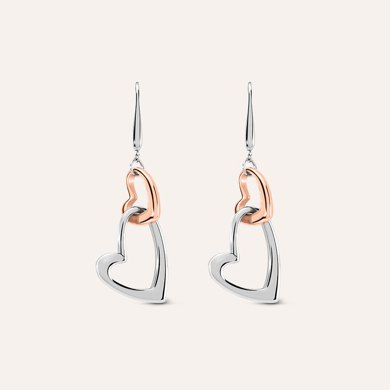 Orecchini Pendenti Sunrise Acciaio Bicolore Bianco / Rosa - Spannringe Damen | OROVIVO