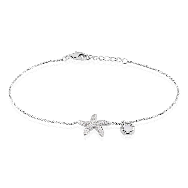 ZVEZDALINA Damen Armband Silber 925 Perlmutt Perlmutt Seestern B 1,1 mm - Armb&auml;nder mit Anh&auml;nger Damen | OROVIVO