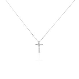 Damen Halskette Weißgold 750 Diamanten 0,045ct Kreuzanhänger  - Ketten mit Anhänger Damen | OROVIVO