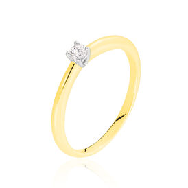 Solitärring Gold 585 Bicolor Diamant 0,1ct - Ringe mit Edelsteinen Damen | OROVIVO
