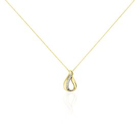 Damen Halskette Gold 375 Diamanten 0,007ct Tropfen Goccie - Ketten mit Anhänger Damen | OROVIVO