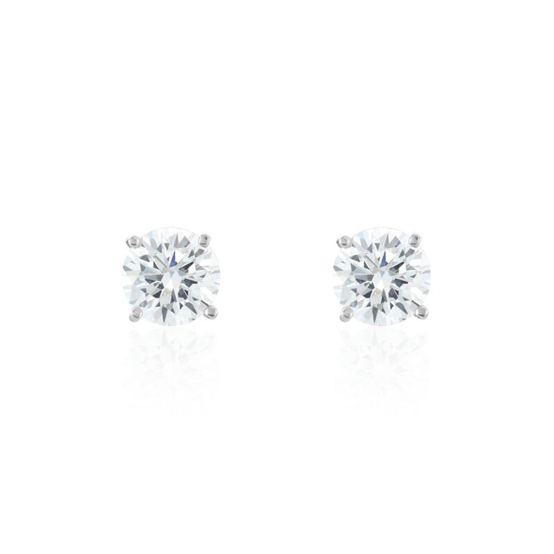 Boucles D'oreilles Puces Or Weiss Katherina Oxyde De Zirconium - Spannringe Damen | OROVIVO