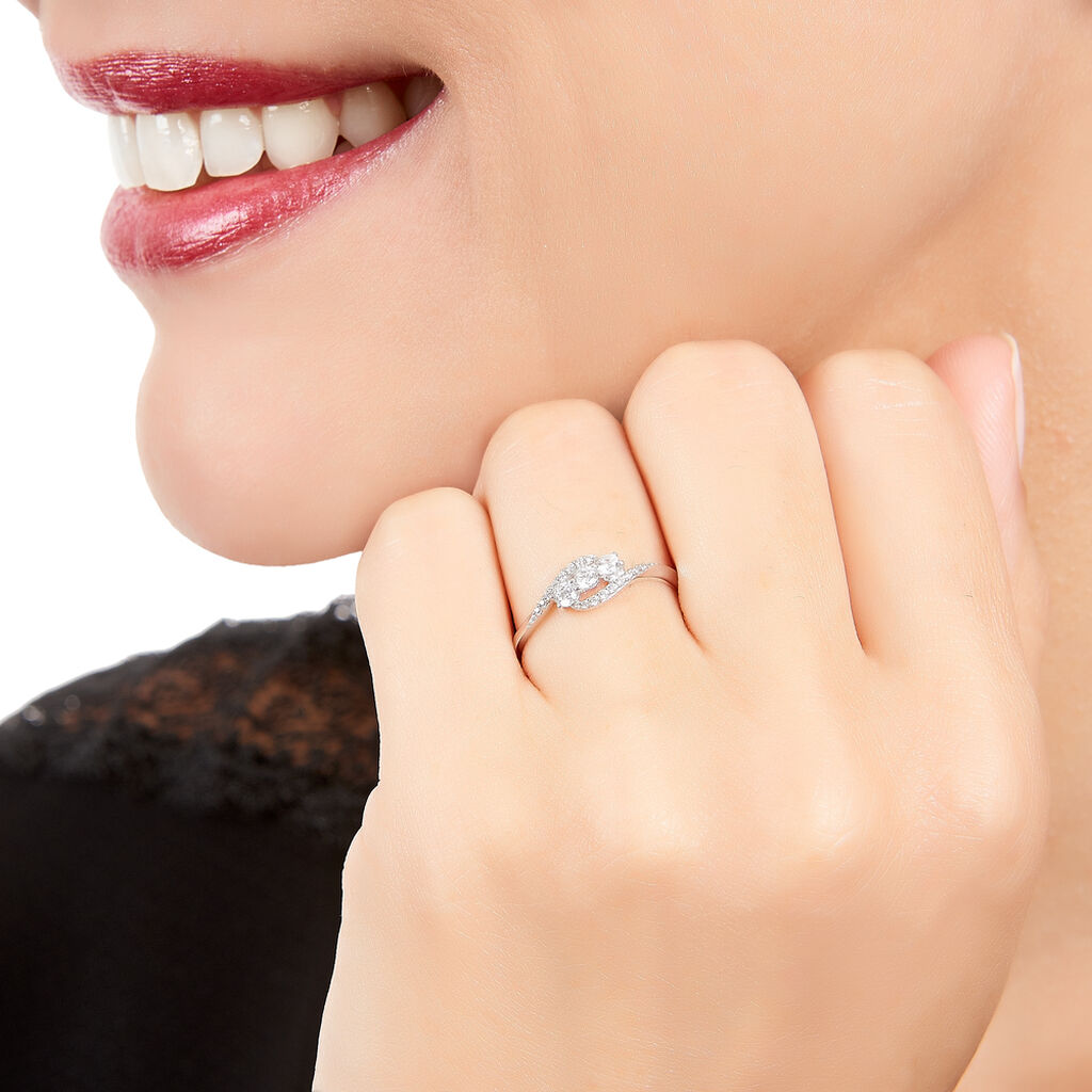 Bague Or Weiss  Et Oxydes - Spannringe Damen | OROVIVO