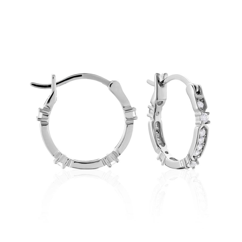 RENATA Damen Creolen Silber Silber 925 Zirkonia Wei&szlig; 0,5 ct