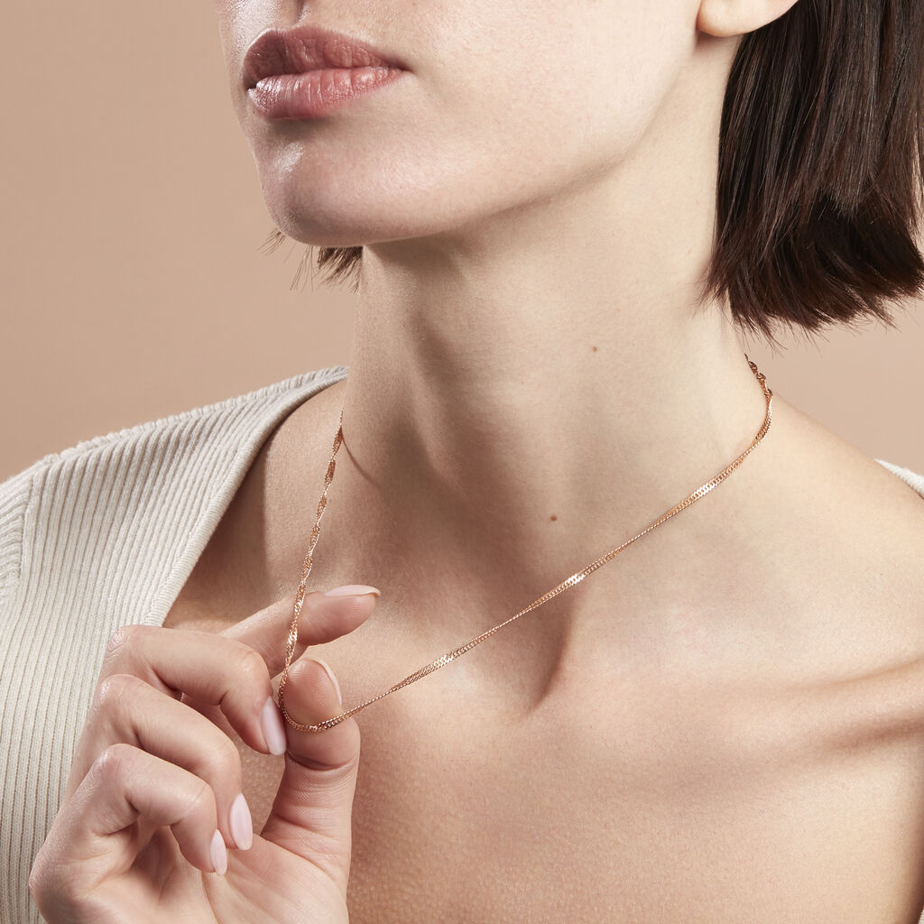 Damen Singapurkette Silber 925 Rosé Vergoldet  - Halsketten Damen | OROVIVO