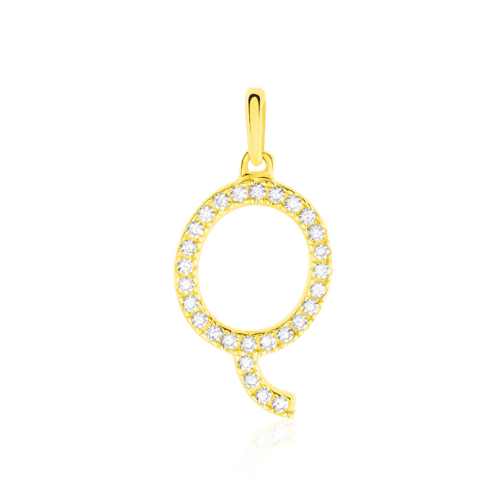 Anhänger Gold 375 Zirkonia Buchstabe Q  - Schmuckanhänger Familie | OROVIVO