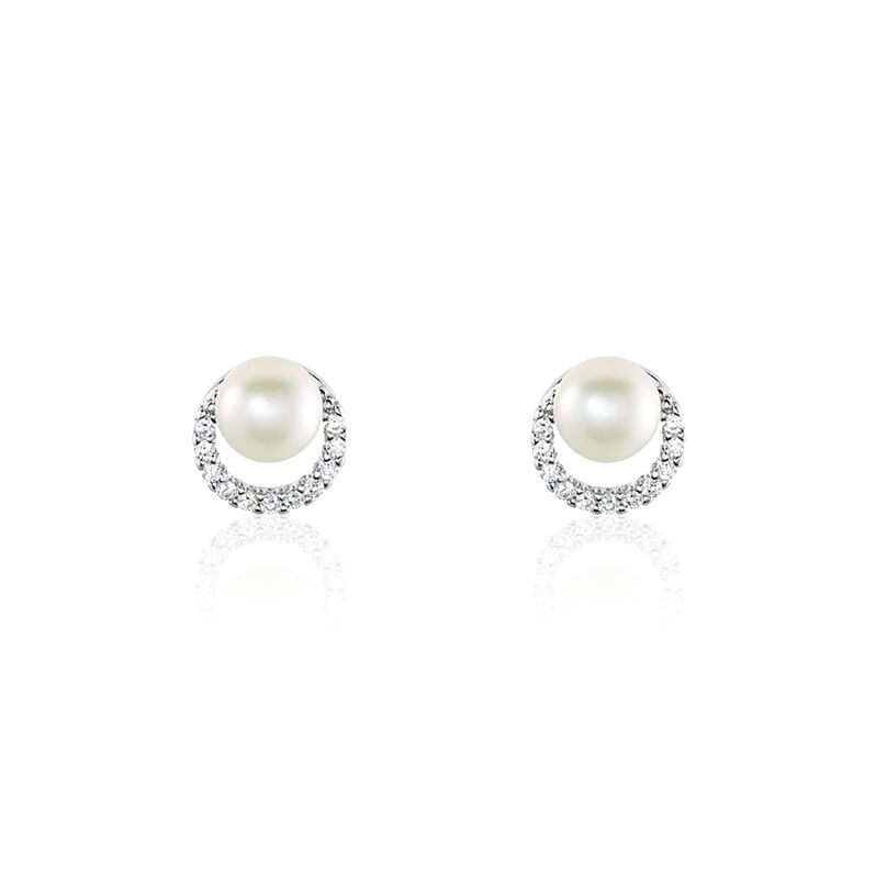 Damen Perlenohrringe Silber 925 Zuchtperlen 8mm - Ohrstecker Damen | OROVIVO