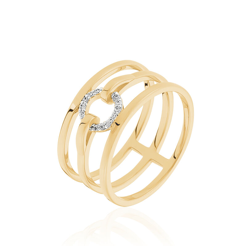 DOREEN Damen Ring Vergoldet Zirkonia Wei&szlig; Kreis B 21 mm - Ringe mit Stein Damen | OROVIVO