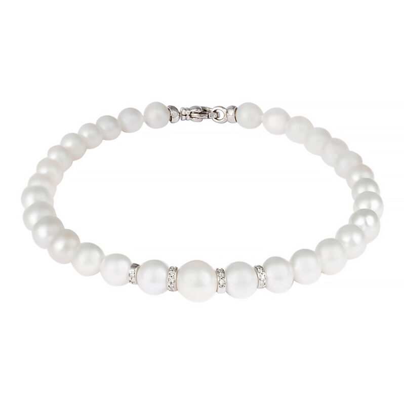 Bracciale Gabrielle Precious Oro Bianco Perla D'Acqua Dolce Diamante - Spannringe Damen | OROVIVO