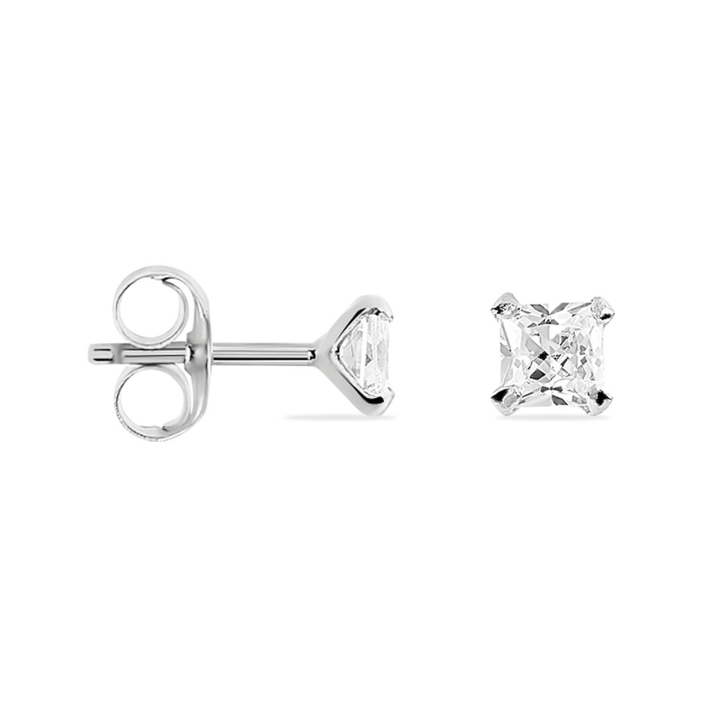 CARREE Damen Ohrstecker Silber 925 Zirkonia Wei&szlig; Viereck