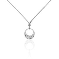 SAVINNA Damen Collier Edelstahl Strass Weiß Kreis B 1 mm