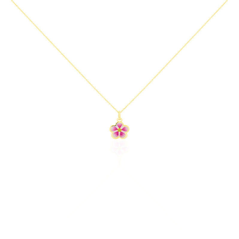 Collier Or Jaune Fleur Et Smalto 40cm - Spannringe Kinder | OROVIVO
