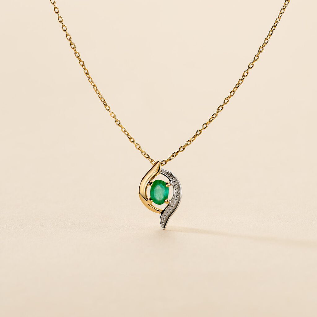 Collier Or Jaune Lydia Vague Emeraude Oxyde - Spannringe Damen | OROVIVO