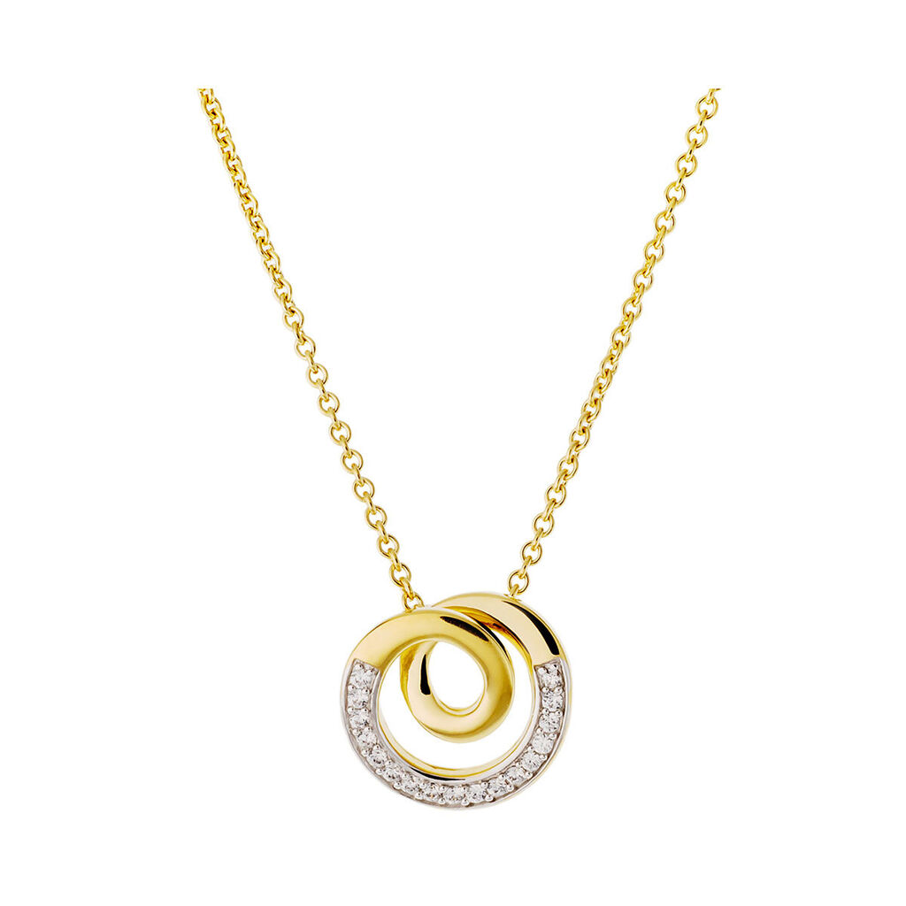 BISSALA Damen Collier Vergoldet Zirkonia Wei&szlig; Spirale