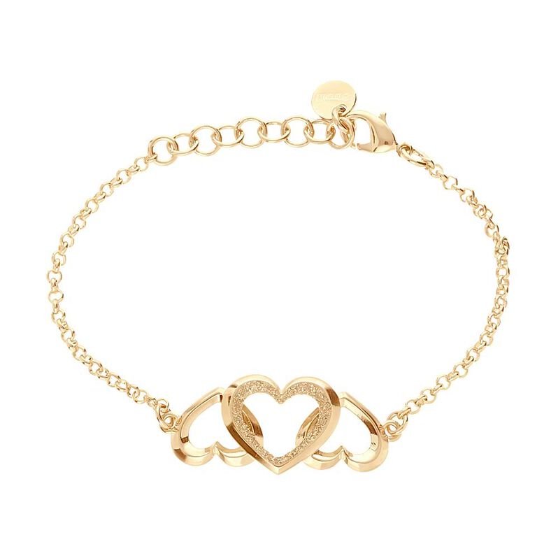 Bracciale in ottone oro rosa con cuori con glitter - Spannringe Damen | OROVIVO