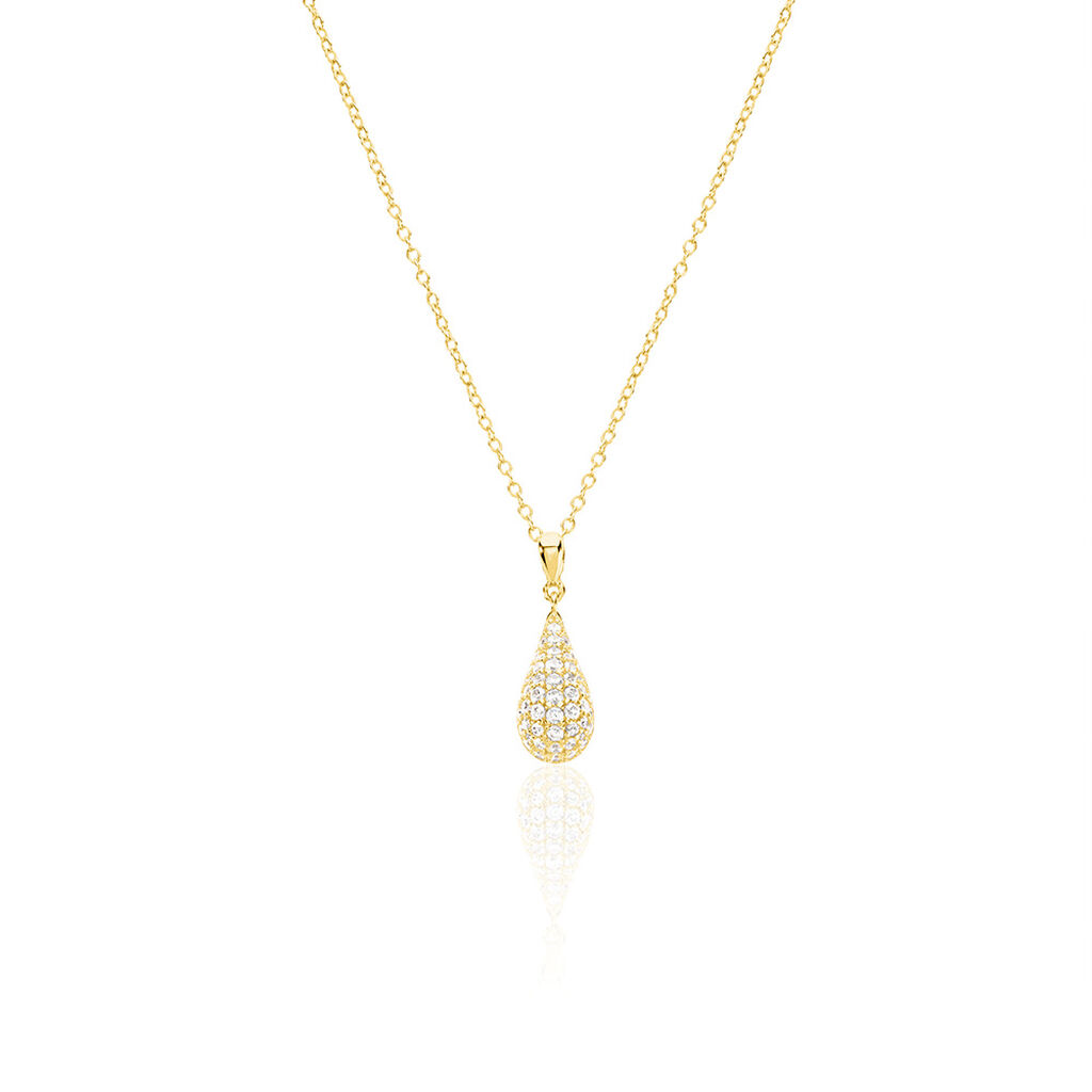 ELANI Damen Collier Silber vergoldet 925 Zirkonia Weiß 0,28 ct Tropfen - Halsketten Damen | OROVIVO