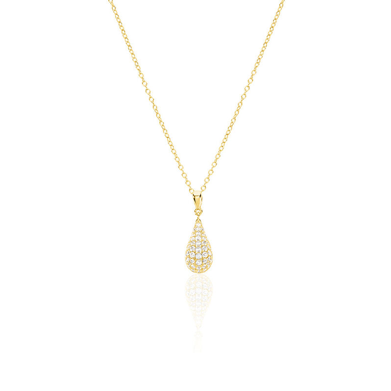 ELANI Damen Collier Silber vergoldet 925 Zirkonia Weiß 0,28 ct Tropfen - Halsketten Damen | OROVIVO