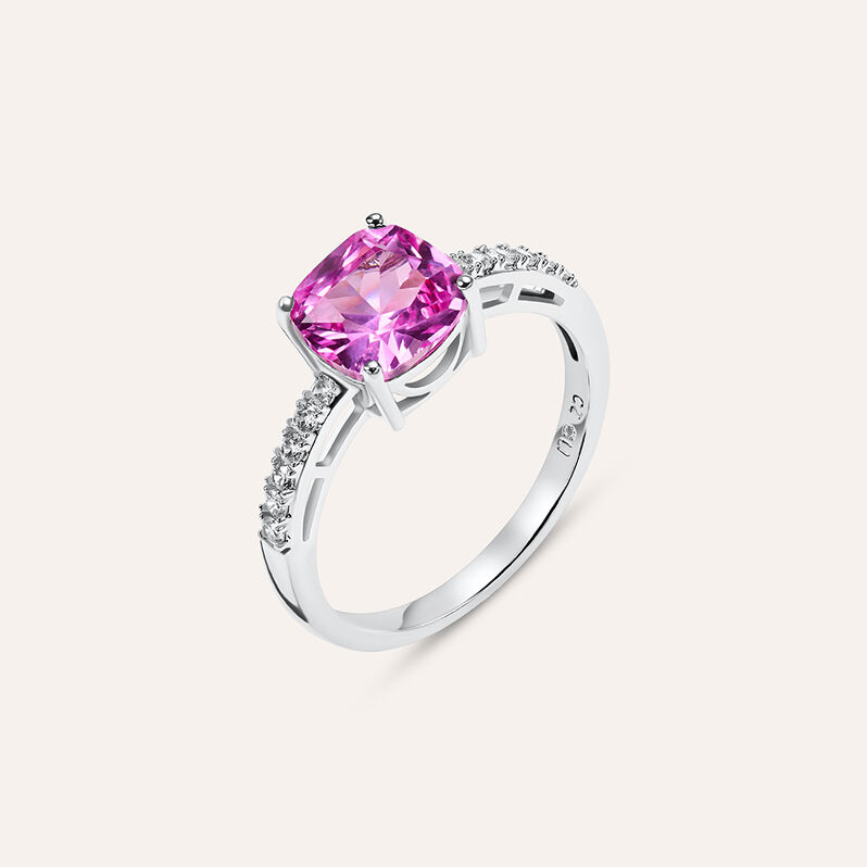 Anello Solitario Silver Rainbow Argento Rodiato Cubic Zirconia - Spannringe Damen | OROVIVO