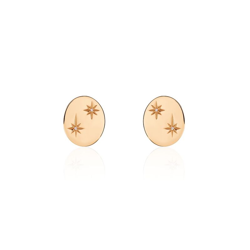 Damen Ohrstecker Silber rosevergoldet 925 Diamant 0,01ct Oval Stefanie  - Ohrstecker Damen | OROVIVO