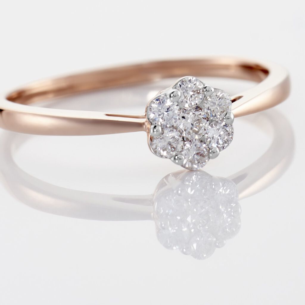 MERULA Damen Ring Rosegold 375 (9 Karat) Diamant Wei&szlig; 0,16 ct