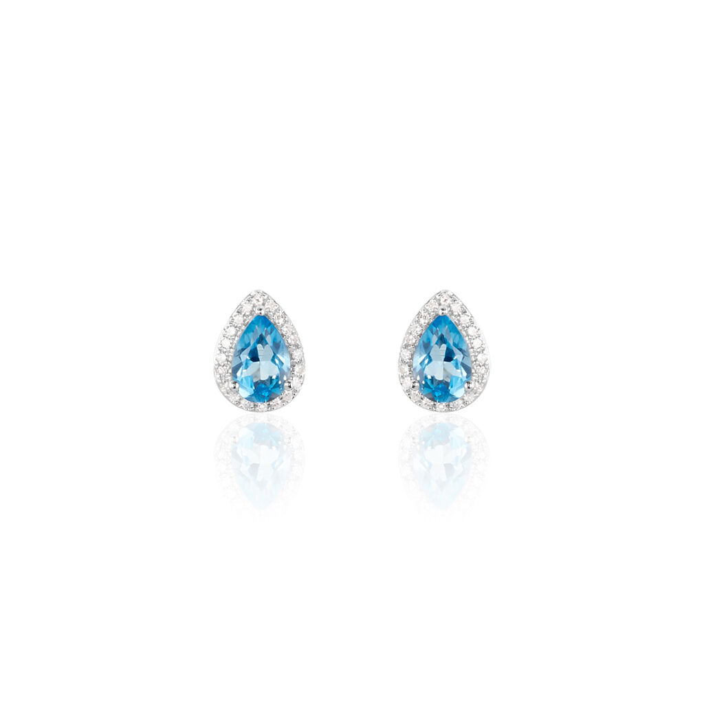 Damen Ohrstecker Weißgold 375 Topas Blau 0,59ct Tropfen Inge  - Ohrstecker Damen | OROVIVO