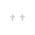 ROSA KREUZ Damen Ohrstecker Silber 925 Zirkonia Weiß Religiöses Kreuz