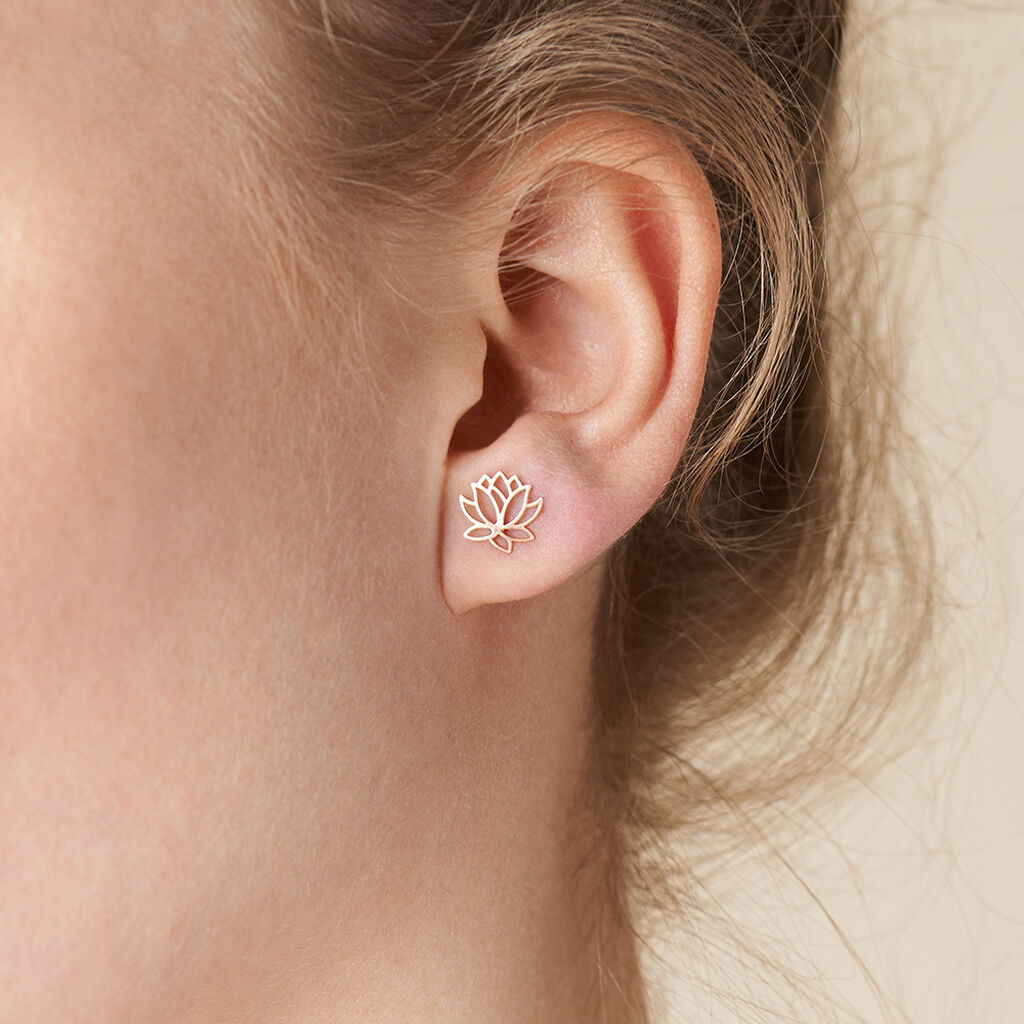 Damen Ohrstecker Silber 925 Rosé Vergoldet Lotus - Ohrstecker Damen | OROVIVO