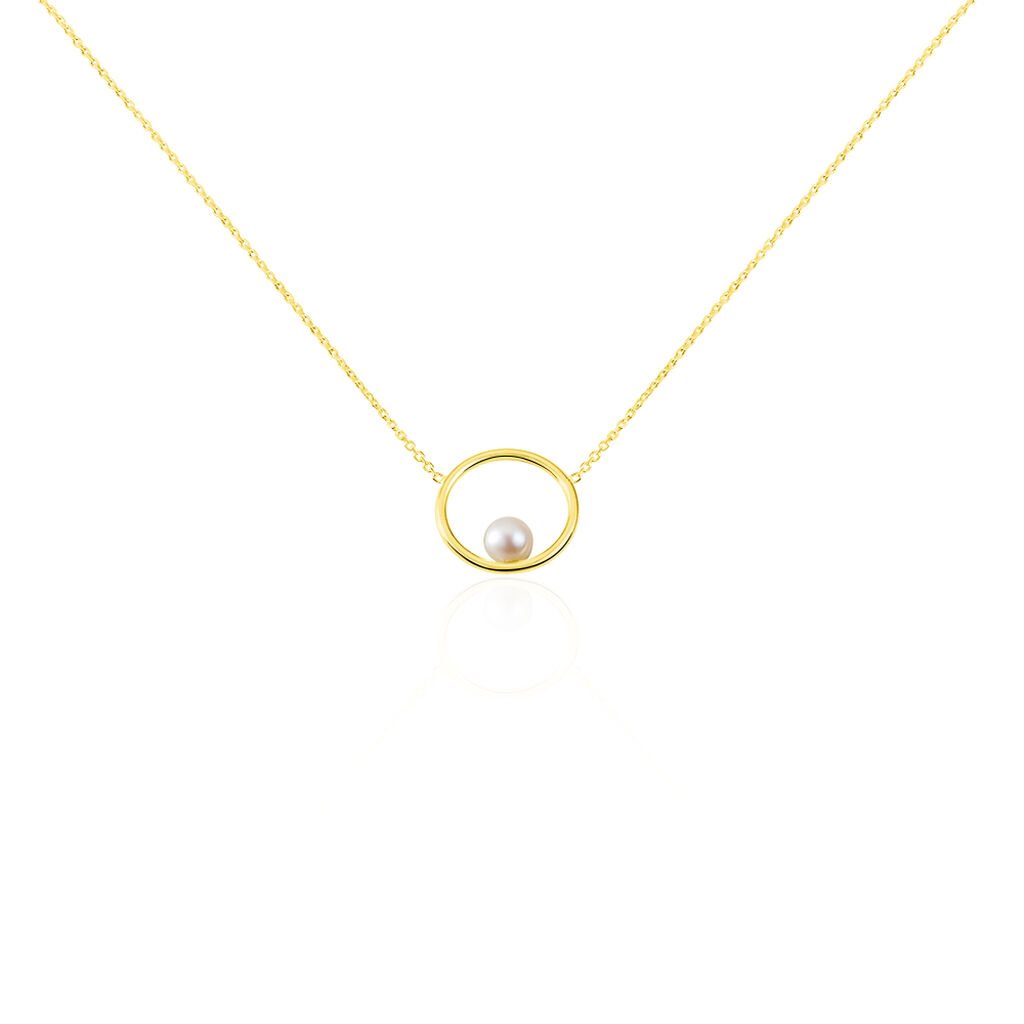 🦚 Damen Halskette Silber 925 Vergoldet Zuchperle, Collier mit Stein