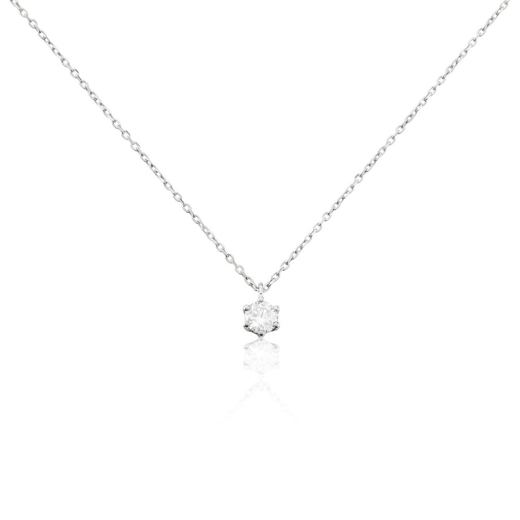 Sonate Damen Collier Weißgold 750 (18 Karat) Synthetischer Diamant Weiß 0,31 ct, Collier mit Stein