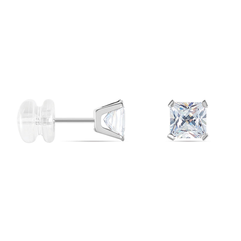 Familie Ohrstecker Weißgold 375 Zirkonia Viereck Roni 2 5,00mm  - Ohrstecker Familie | OROVIVO