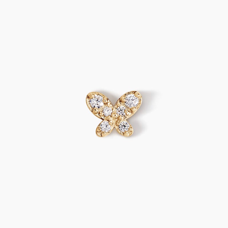 Piercing D'oreille Unitaire Papillion Or Jaune Oxyde De Zirconium - Spannringe Damen | OROVIVO