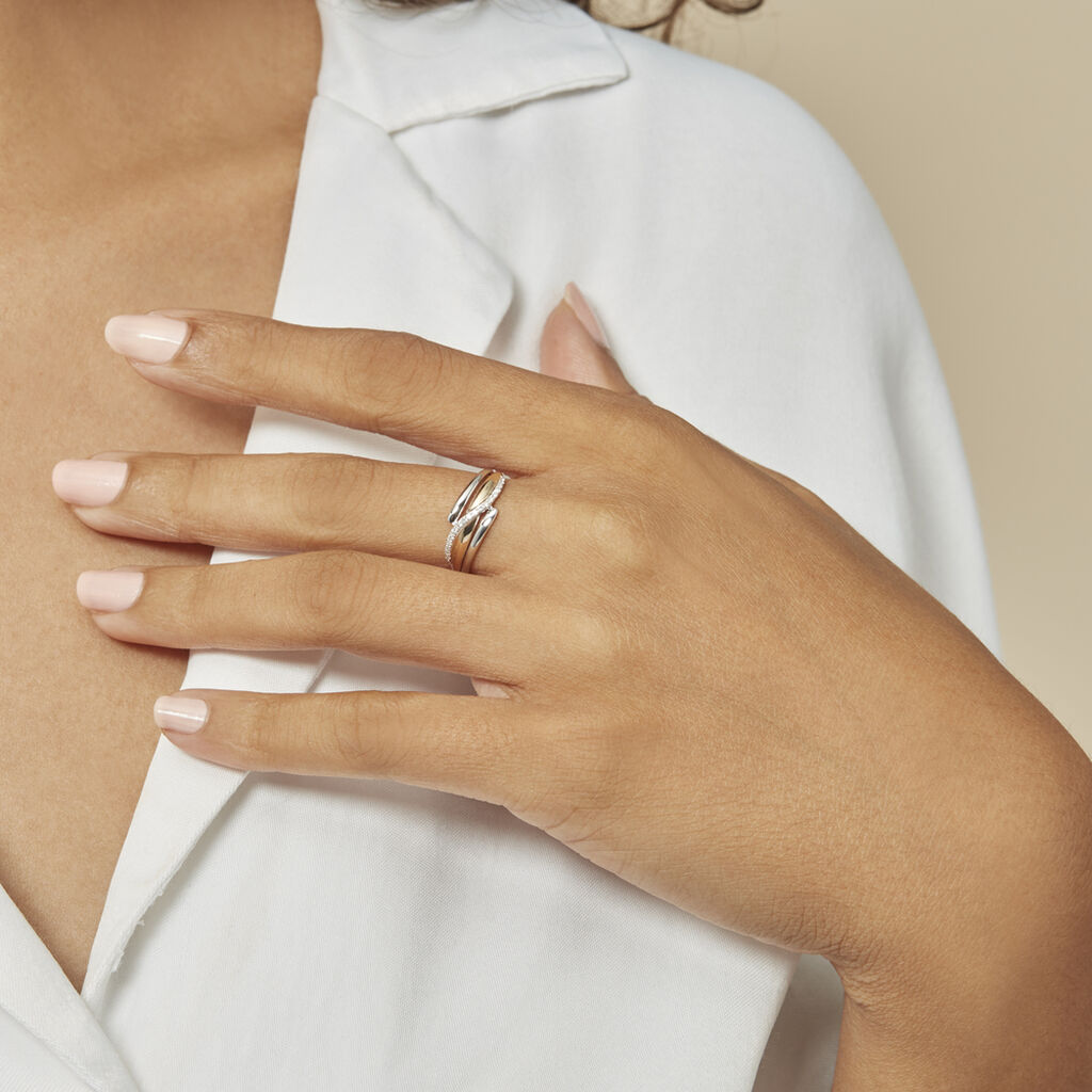 BODIL Damen Ring Gold 375 (9 Karat) Diamant Wei&szlig; 0,05 ct Welle