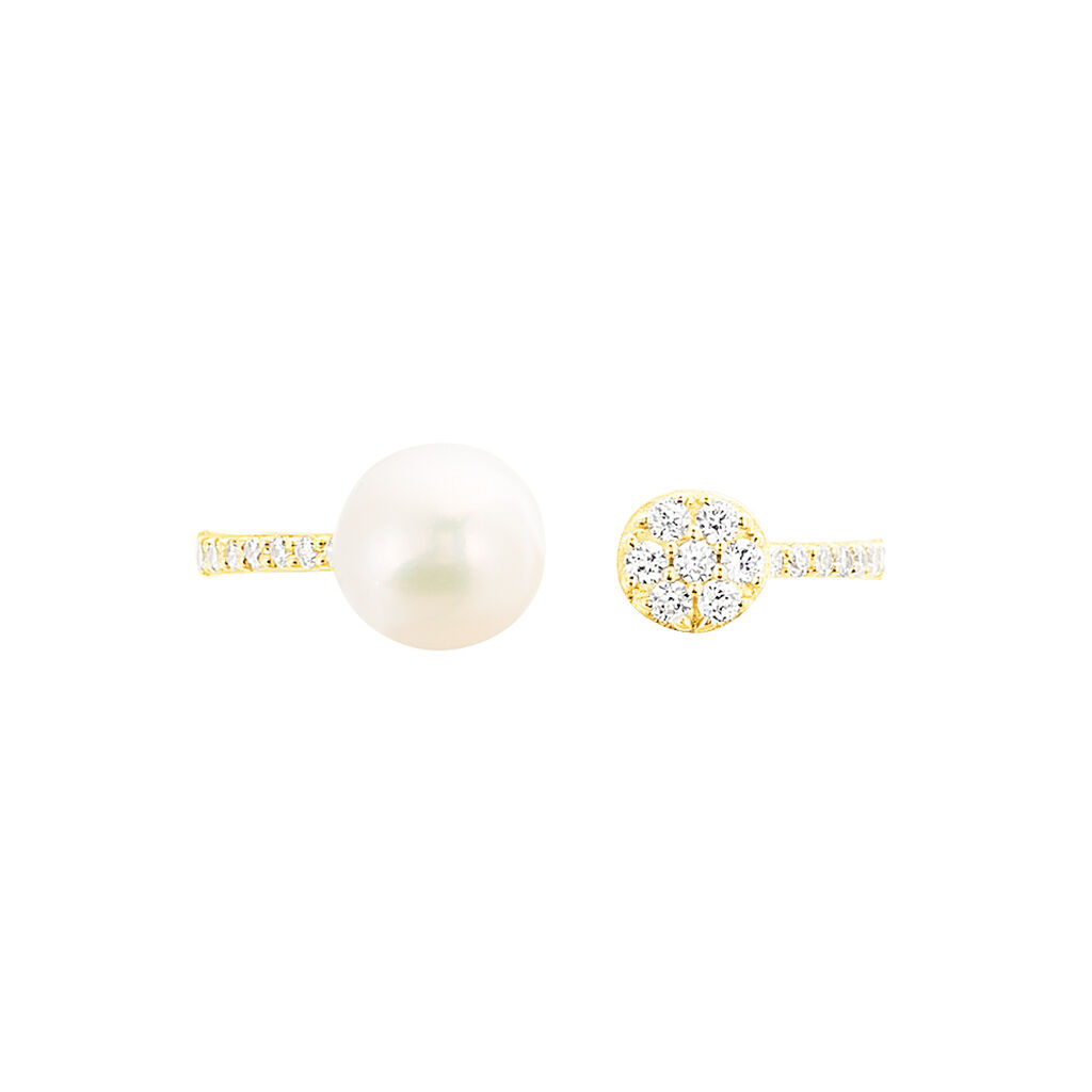 Bague Shannone Or Jaune Perle De Culture Et Oxyde De Zirconium - Spannringe Damen | OROVIVO