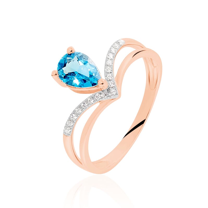 Bague Saousen Or Rose Topaze Et Oxyde De Zirconium - Spannringe Damen | OROVIVO