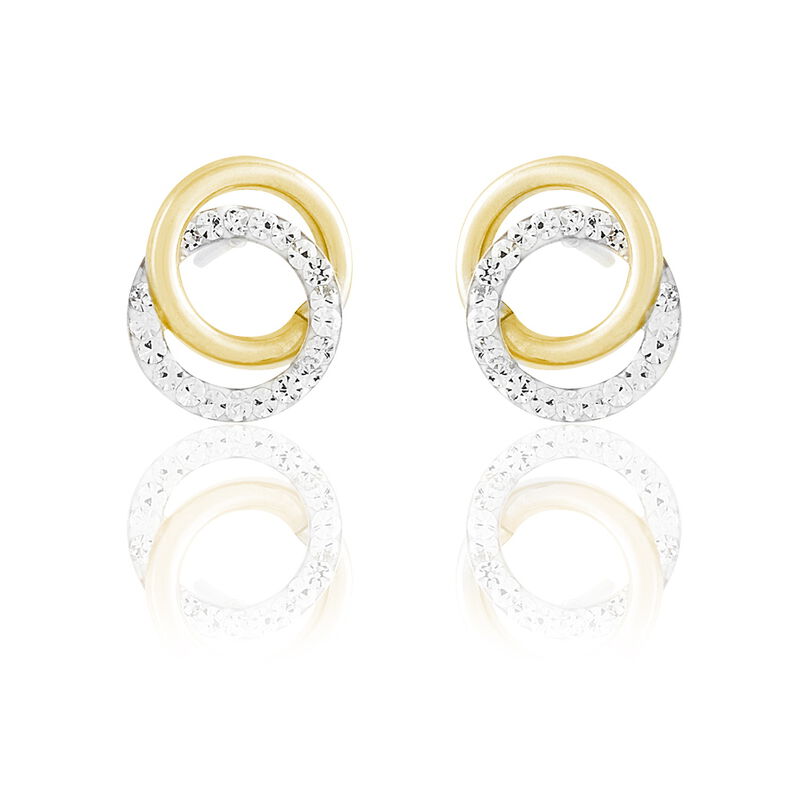 Boucles D'oreilles Puces Salira Or Jaune Strass - Spannringe Damen | OROVIVO