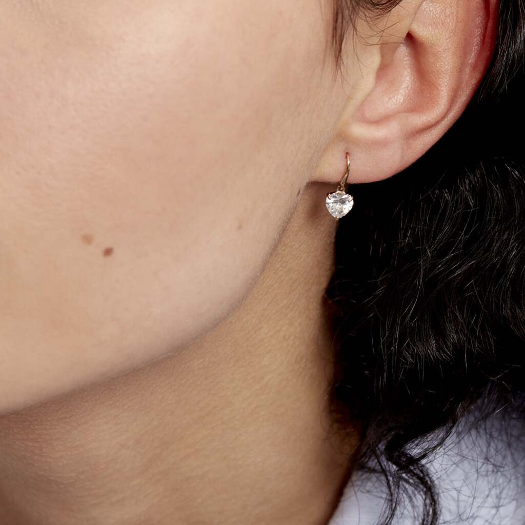 Damen Ohrringe Lang Gold 375 Zirkonia Herz Herz Gold  - Ohrhänger Damen | OROVIVO