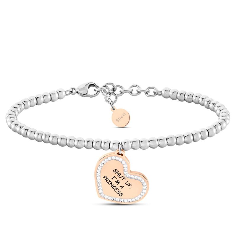 Bracciale Lady Message Acciaio Bicolore Happiness e Cristalli - Spannringe Damen | OROVIVO