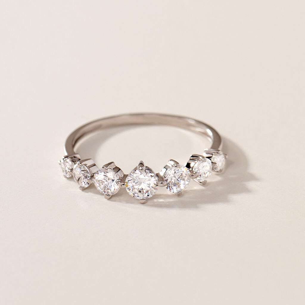 Damen Ring Weißgold 375 Zirkonia Barren Alice 2  - Ringe mit Stein Damen | OROVIVO