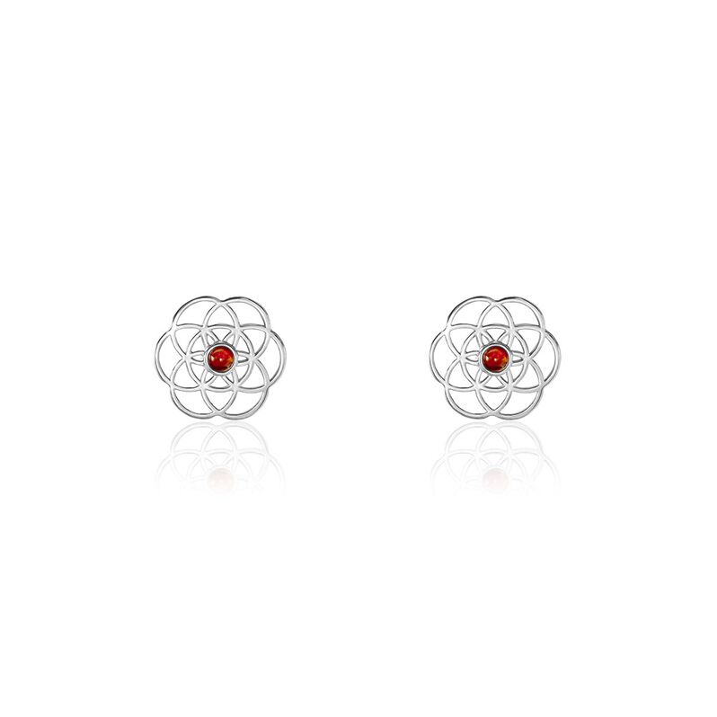 Boucles D'oreilles Puces Argent Weiss Aeson Ambre - Spannringe Damen | OROVIVO