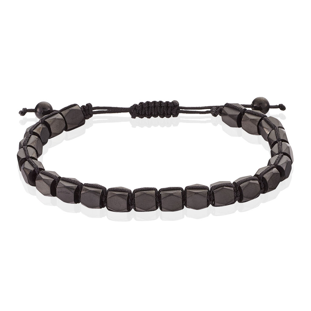 Thumbnail - Herrenarmband Edelstahl Kugeln Textil, Armband ohne Stein