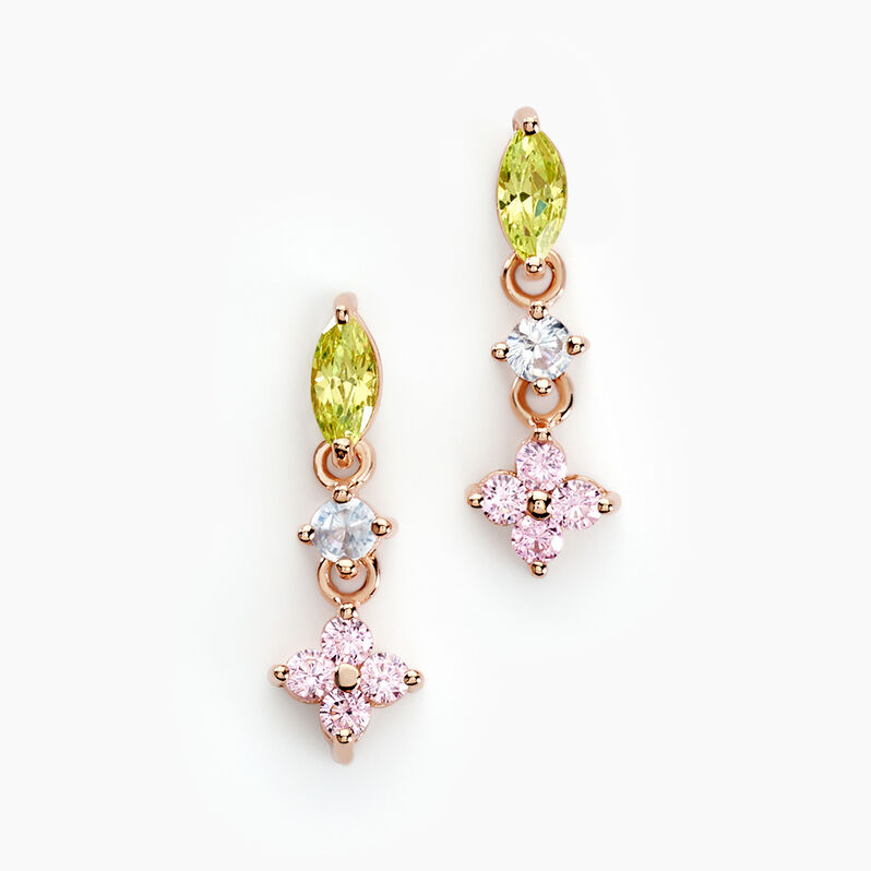 Boucles D'oreilles Pendantes Nimbe Argent Rose Oxyde De Zirconium - Spannringe Damen | OROVIVO