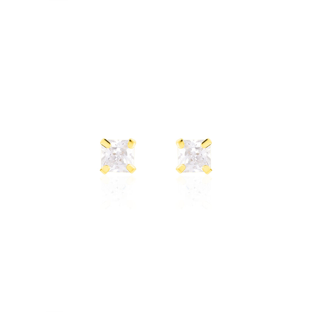 RAFAELA Damen Ohrstecker Gold 375 (9 Karat) Zirkonia Weiß 1,63 ct Viereck, Ohrstecker mit Stein