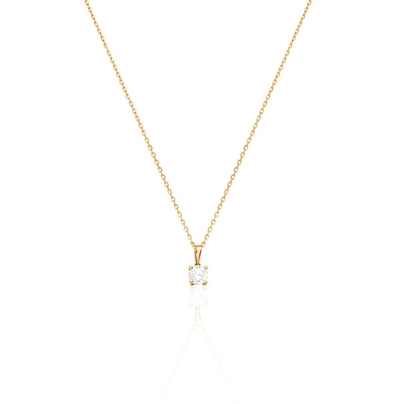 AURELA Damen Collier Gold 585 (14 Karat) Synthetischer Diamant Wei&szlig; 0,25 ct - Halsketten Damen | OROVIVO