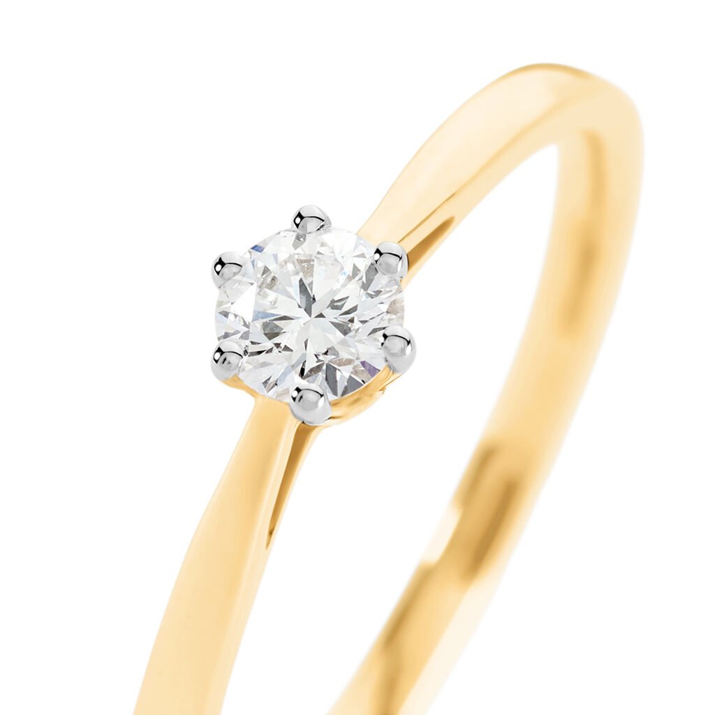 Sonate Damen Ring Gold 585 (14 Karat) Synthetischer Diamant Wei&szlig; 0,21 ct