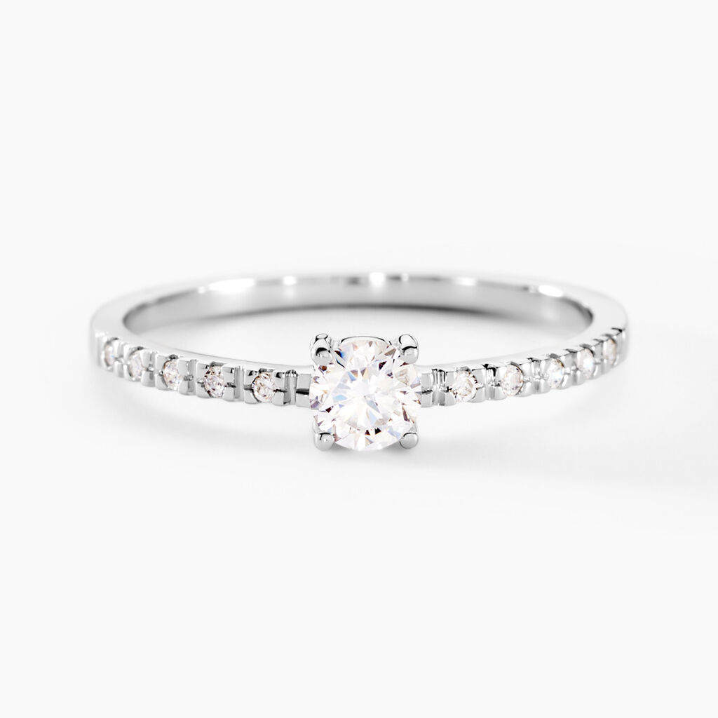 Bague Solitaire Servana Or Blanc Oxyde De Zirconium - Spannringe Damen | OROVIVO