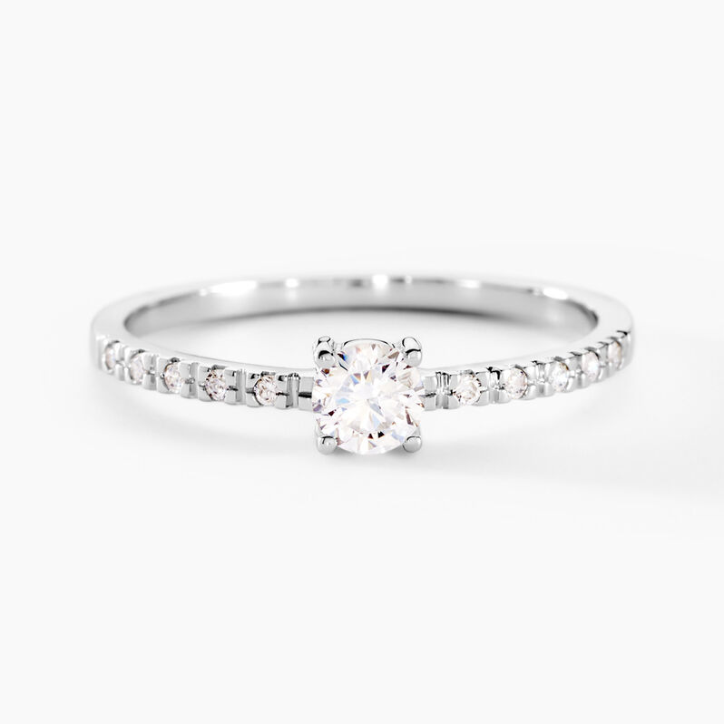 Bague Solitaire Servana Or Blanc Oxyde De Zirconium - Spannringe Damen | OROVIVO